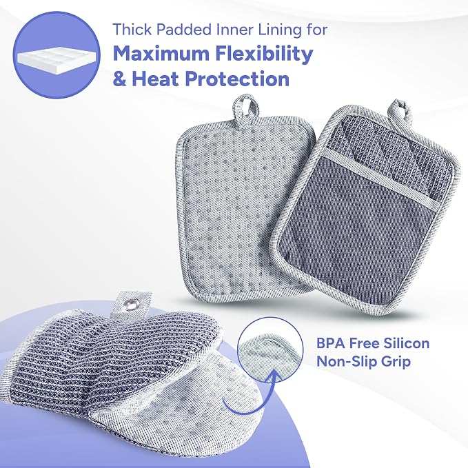 Casa Platino Silicone Oven Mitts & Potholders, 4-Piece – Pot Holders - Image 3